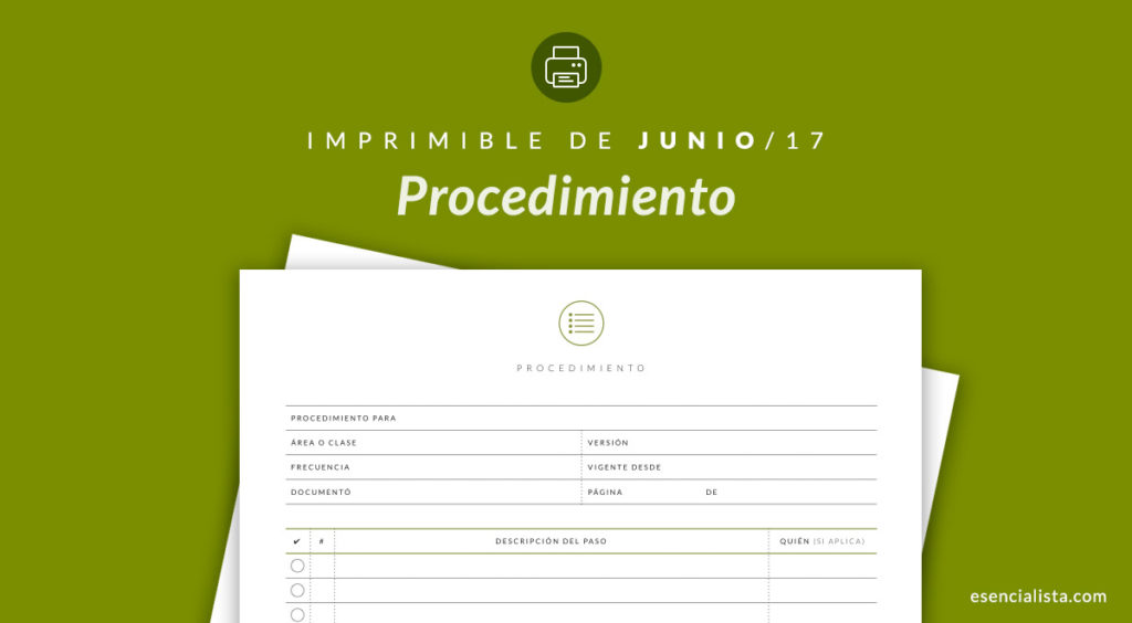 Formato de procedimiento - Biblioteca de Imprimibles - Esencialista