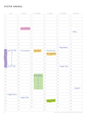 Planeador Un Curso de Milagros - Vista Anual